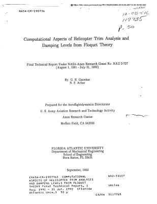 Read Online Computational Aspects of Helicopter Trim Analysis and Damping Levels from Floquet Theory - National Aeronautics and Space Administration file in ePub